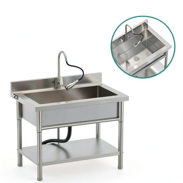 LXAMKIA Stainless Steel Utility Sink Freestanding-1