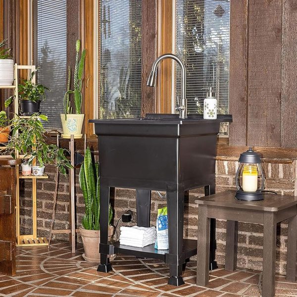 UTILITYSINKS Black Resin Utility Sink Freestanding Durable-6