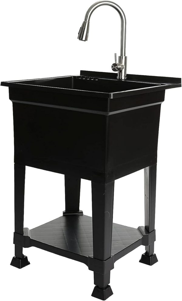 UTILITYSINKS Black Resin Utility Sink Freestanding Durable-0