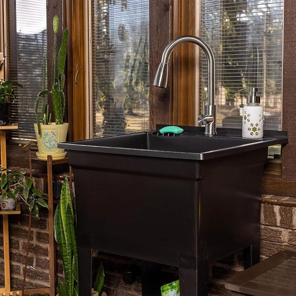 UTILITYSINKS Black Resin Utility Sink Freestanding Durable-4