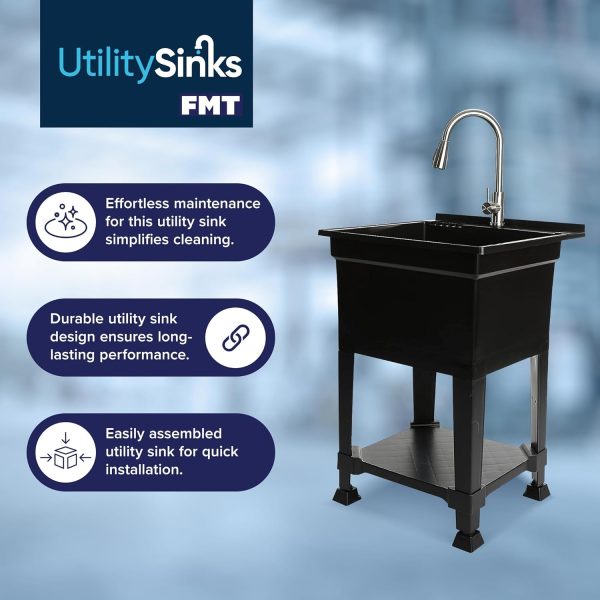 UTILITYSINKS Black Resin Utility Sink Freestanding Durable-2