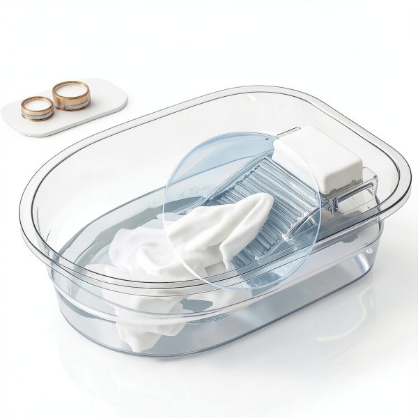 VEMJO Laundry Sink Washboard Transparent Wall Mount Basin-1