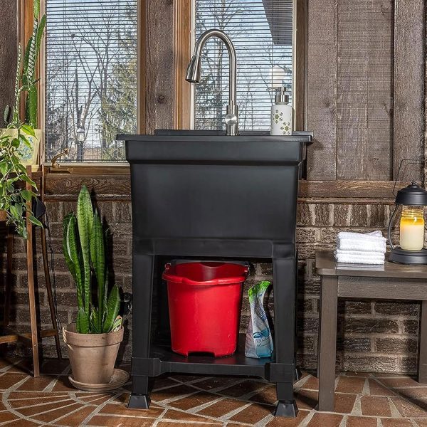 UTILITYSINKS Black Resin Utility Sink Freestanding Durable-5