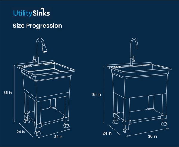 UTILITYSINKS Black Resin Utility Sink Freestanding Durable-1