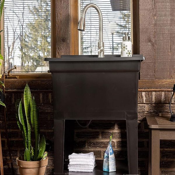 UTILITYSINKS Black Resin Utility Sink Freestanding Durable-3