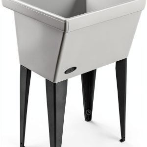 Mustee Laundry Utility Sink Fiberglass Stone Floor Mount-0