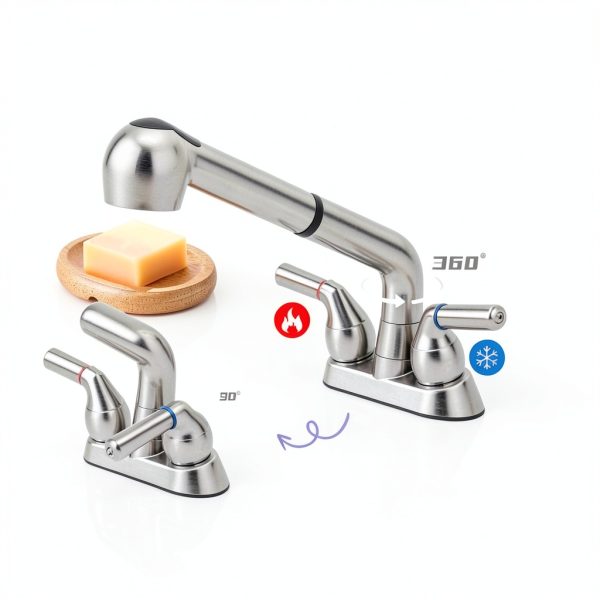 RSYEKU Sink Faucet Brushed Nickel Pull Down Sprayer Utility-2