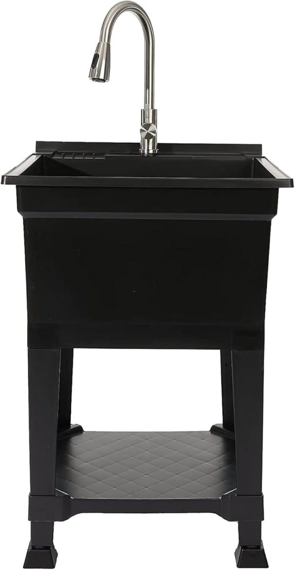 UTILITYSINKS Black Resin Utility Sink Freestanding Durable-7