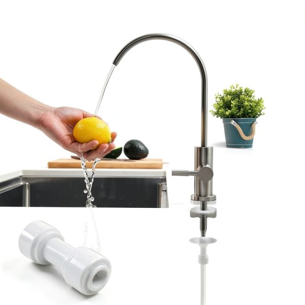 WEWE RO Faucet Brushed Nickel 360 Swivel Kitchen Filter-4