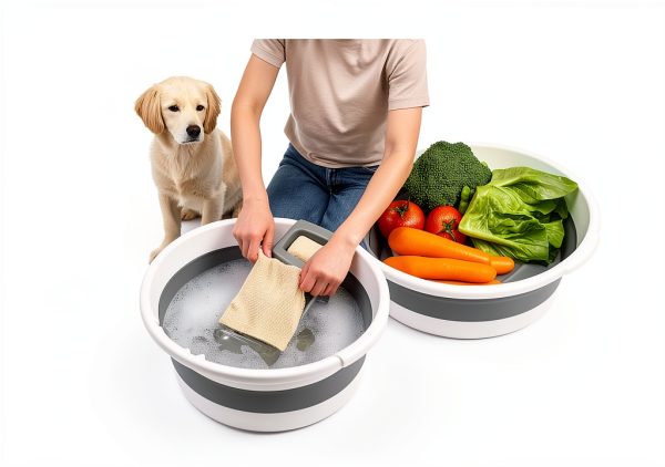 VEMJO Collapsible Laundry Sink Gray White Space Saving-4
