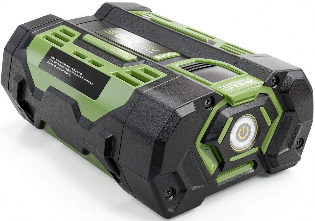 Installing EGO Power+ Arc Lithium Battery BA1400 on a wooden workbench
