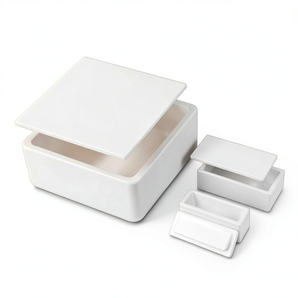 99% Alumina Ceramic Crucible with Lid RIWETRA 10mL 50×20×20mm-1